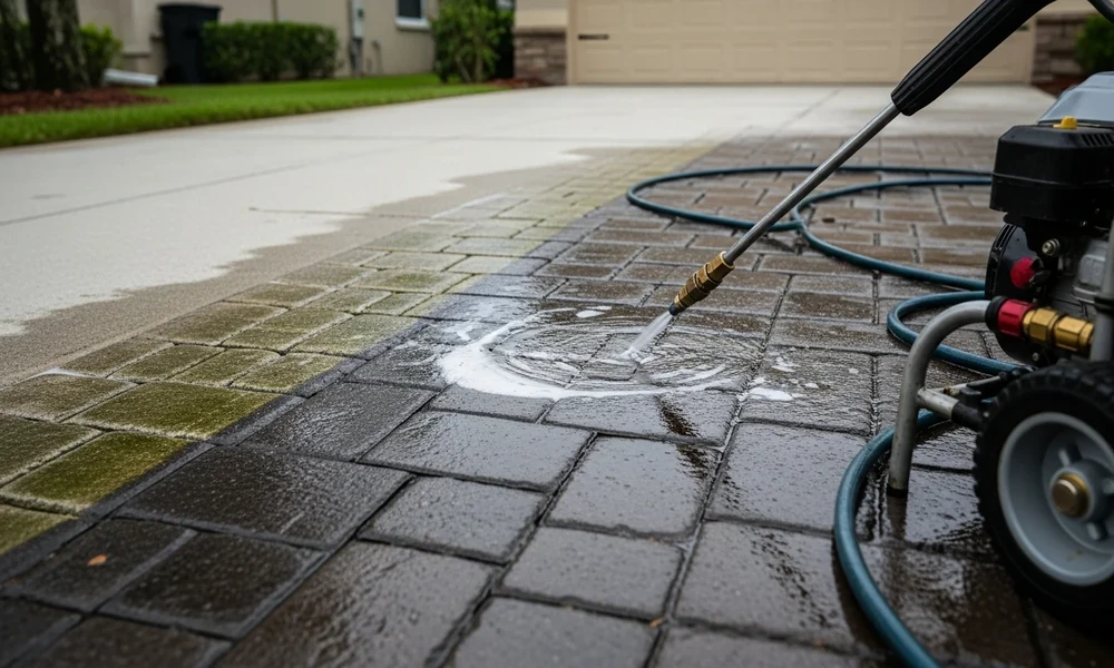 6 Driveway Cleaning Calls From Oil Drips to Paver Sand